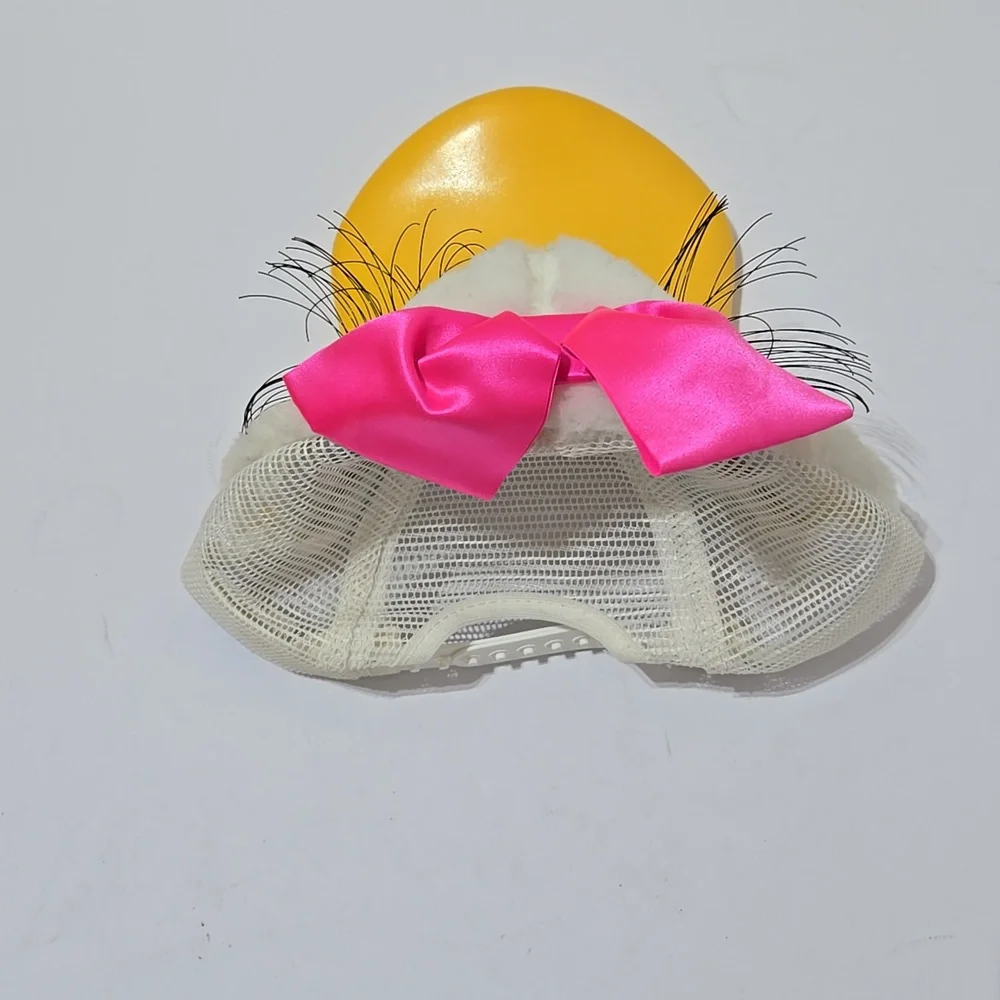 Plush Daisy Duck-Inspired Yellow Beak Face Mask with Pink Bow